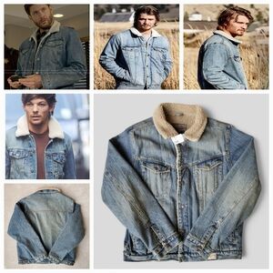 NWT Campus Crew L Deadstock Y2K Western Yellowstone Sherpa Lined Trucker Jacket